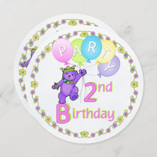 Invitation personnalisée de Princess Bear 2e anniv