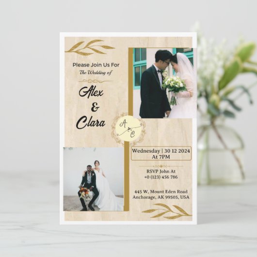 Invitation personnalisée de Rustic Elegance (Debout devant)