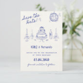 Invitation personnalisée de sauvegarde de date de  (Debout devant)