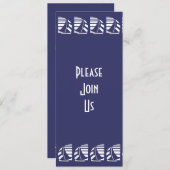 Invitation personnalisée déco bleu blanc nautique (Devant / Derrière)