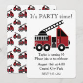 Invitation personnalisée des camions de pompiers (Devant / Derrière)