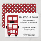 Invitation personnalisée du bus à deux étages roug (Devant / Derrière)