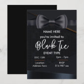 Invitation personnalisée en noir cravate (Devant / Derrière)