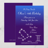 Invitation personnalisée Gemini Zodiac Galaxy Part (Devant / Derrière)