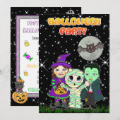 Invitation personnalisée Halloween mignonne (Devant / Derrière)