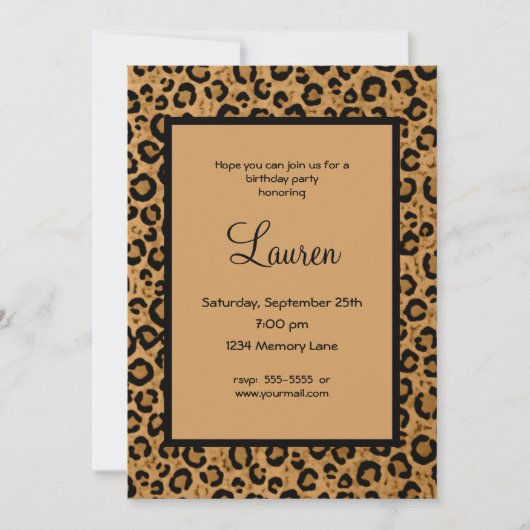 Invitation personnalisée Leopard 21e anniversaire (Devant)