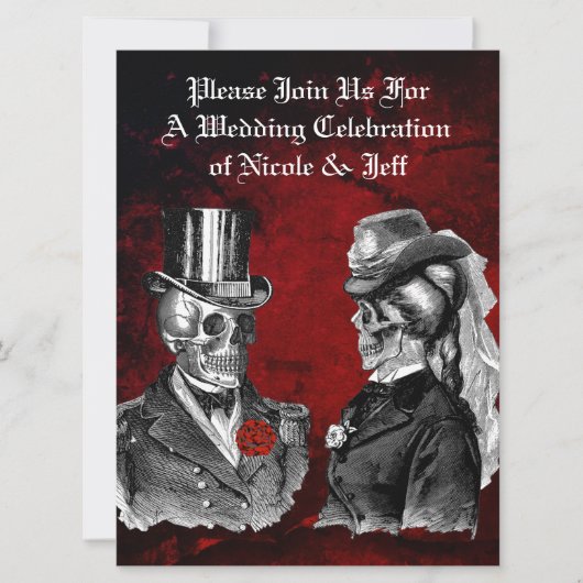 Invitation personnalisée Mariage Grunge Skull Coup (Devant)