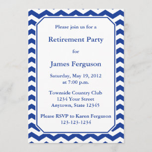 Invitation personnalisée moderne Chevron - Bleu de