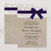 Invitation personnalisée Navy & White Lace & Burla (Devant / Derrière)