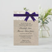 Invitation personnalisée Navy & White Lace & Burla (Debout devant)