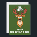Invitation personnalisée Oh Deer 50th Birthday<br><div class="desc">Oh Deer,  l'anniversaire du nom personnalisé est là! drôle d'invitation. Il suffit de remplacer le nom par le nom de l'homme ou de la fille d'anniversaire. Idéal pour un chasseur qui a cinquante ans. Drôle cerf de bande dessinée.</div>