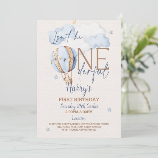 Invitation personnalisée ONEderful 1st Birthday (Debout devant)