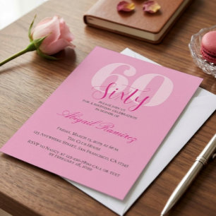 Invitation personnalisée photo rose pour les 60 an