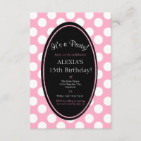 Invitation personnalisée Pink Polka Dot Party