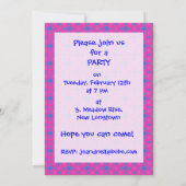 Invitation personnalisée Pois bleus sur Magenta (Dos)