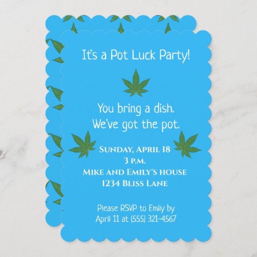 Invitation personnalisée Pot Leaf (Devant / Derrière)