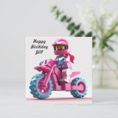 Invitation Personnalisée pour Fille de Motocross (Debout devant)