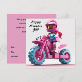 Invitation Personnalisée pour Fille Motocross (Devant / Derrière)