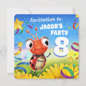 Invitation personnalisée pour garçon de 8 ans fête (Devant)
