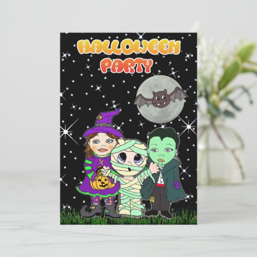 Invitation personnalisée pour Halloween mignonne (Debout devant)