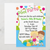 Invitation personnalisée pour la fête du pool anni (Devant / Derrière)