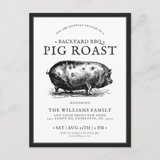 Invitation personnalisée pour la partie BBQ rôtie  (Devant)
