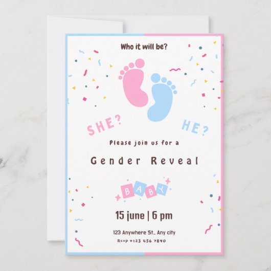 Invitation personnalisée pour la révélation de gen (Devant)