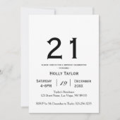Invitation personnalisée pour le 21e anniversaire (Devant)