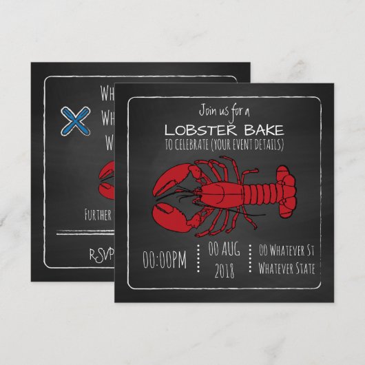 Invitation personnalisée pour un barbecue de homar (Devant / Derrière)