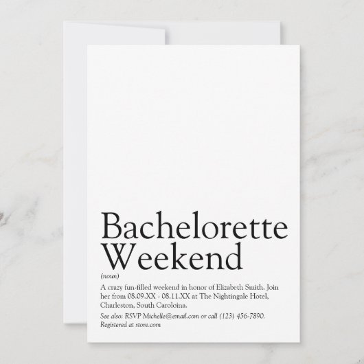 Invitation personnalisée pour un week-end d'enterr (Devant)