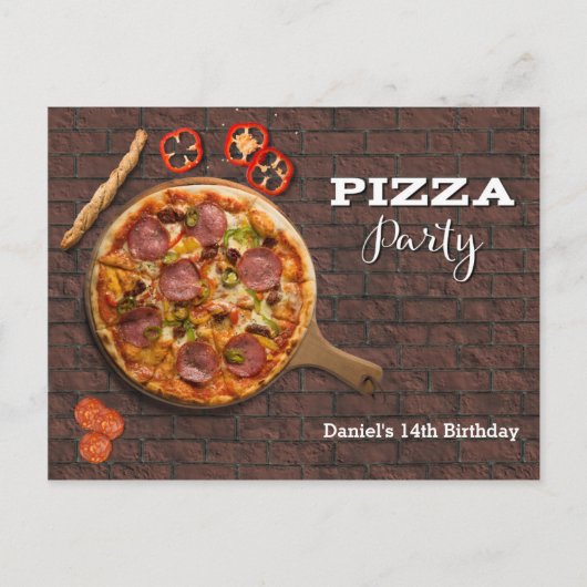 Invitation personnalisée pour une fête de pizza (Devant)
