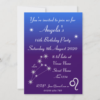 Invitation personnalisée pour une fête du zodiaque