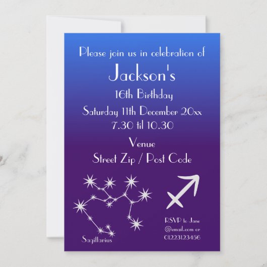 Invitation personnalisée pour une fête sur le thèm (Devant)
