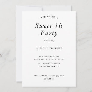 Invitation personnalisée pour une fête Sweet 16 ro