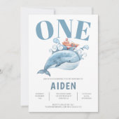 Invitation Personnalisée Première fête d'anniversaire Baleine (Devant)