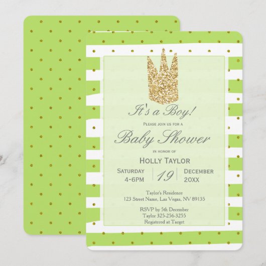 Invitation personnalisée Prince Baby shower (Devant / Derrière)