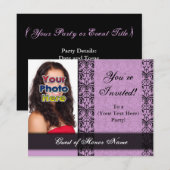 Invitation personnalisée Purple Joty Party (Devant / Derrière)
