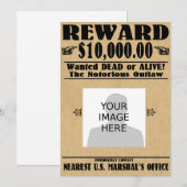 Invitation Personnalisée Recherché Mort ou Vif (Devant / Derrière)