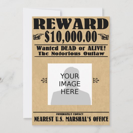 Invitation personnalisée Recherchée morte ou vivan (Devant)