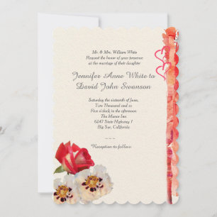 Invitation personnalisée Red Rose & Peonies