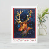 Invitation personnalisée Reindeer Tree Trimming Pa (Debout devant)
