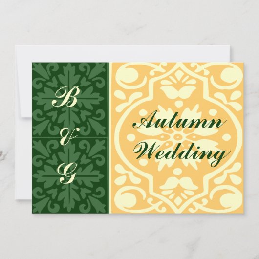 Invitation personnalisée Tan Vert Mariage de autom (Devant)