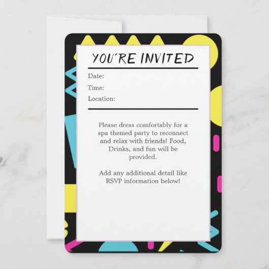 Invitation personnalisée - Thème soirée rétro 80 9 (Dos)