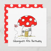 Invitation Personnalisée Toadstool & Butterfly (Devant / Derrière)
