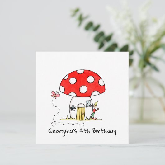 Invitation personnalisée Toadstool, Elf & Butterfl (Debout devant)