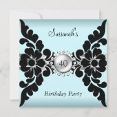 Invitation personnalisée turquoise et noire (Devant)