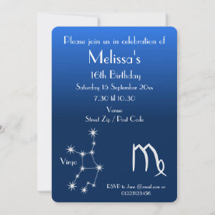 Invitation personnalisée Zodiac Virgo Galaxy Party
