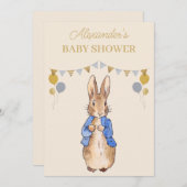 Invitation Personnaliser 1er anniversaire Pierre le lapin (Devant / Derrière)