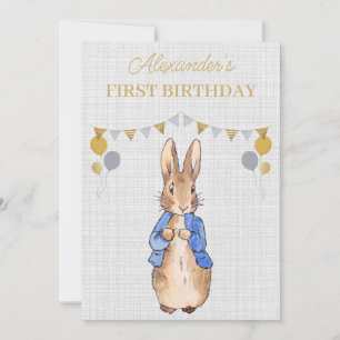 Invitation Personnaliser 1er anniversaire Pierre le lapin