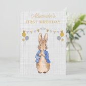 Invitation Personnaliser 1er anniversaire Pierre le lapin Inv (Debout devant)